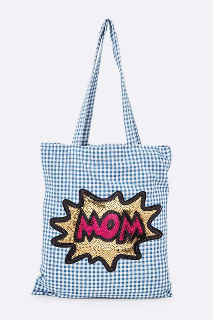 MOM Sequin Patch Linen Eco Tote