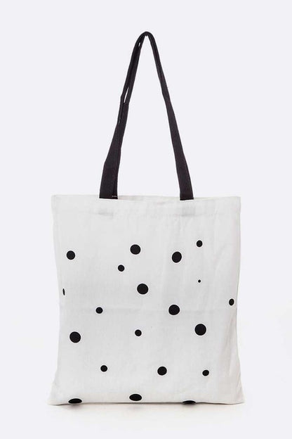 Dotted Print Cotton Canvas Eco Tote