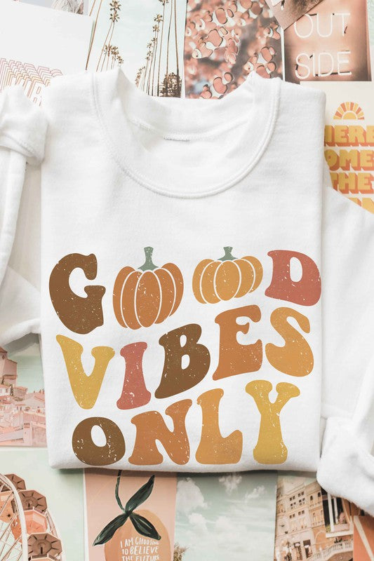 GOOD VIBES ONLY PUMPKINS GRAPHIC SWEATSHIRT