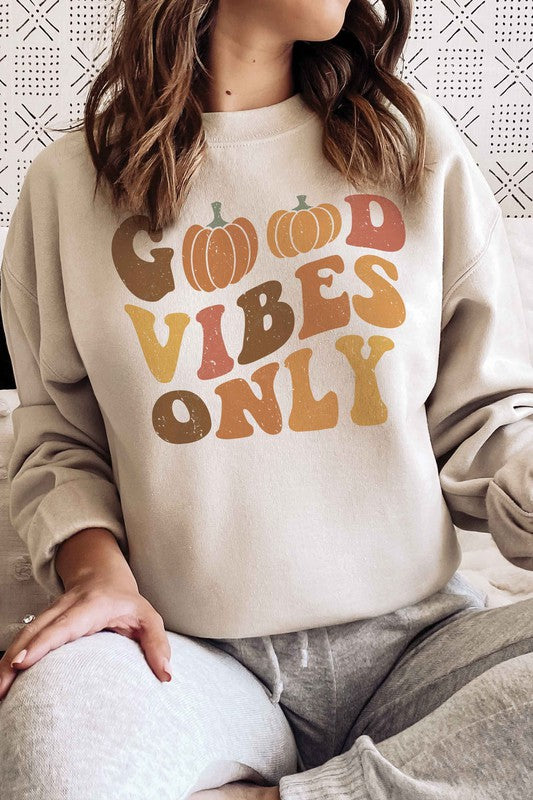 GOOD VIBES ONLY PUMPKINS GRAPHIC SWEATSHIRT