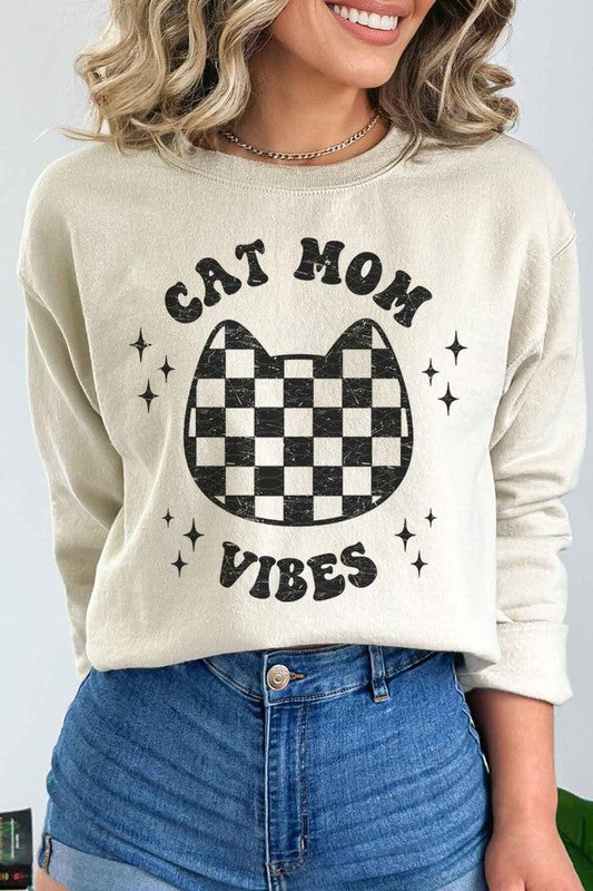 CAT MOM VIBES GRAPHIC SWEATSHIRT