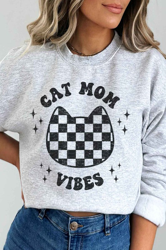 CAT MOM VIBES GRAPHIC SWEATSHIRT