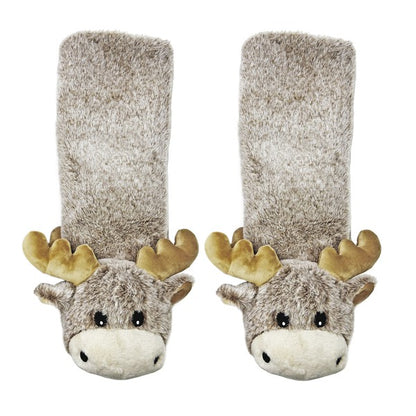 Moose Up - Women's Plush Animal Slipper Socks