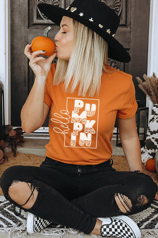 Fall Tee Hello Pumpkin Graphic Top