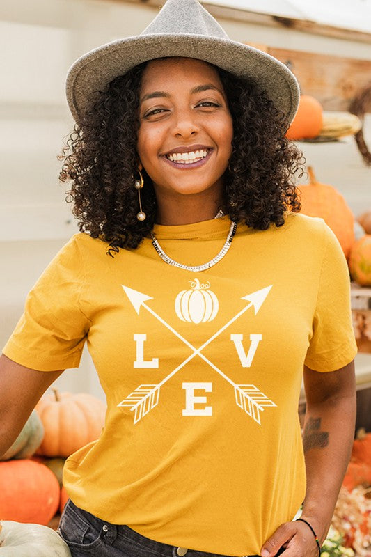 Fall Tee Love Arrow Pumpkin Graphic Tee