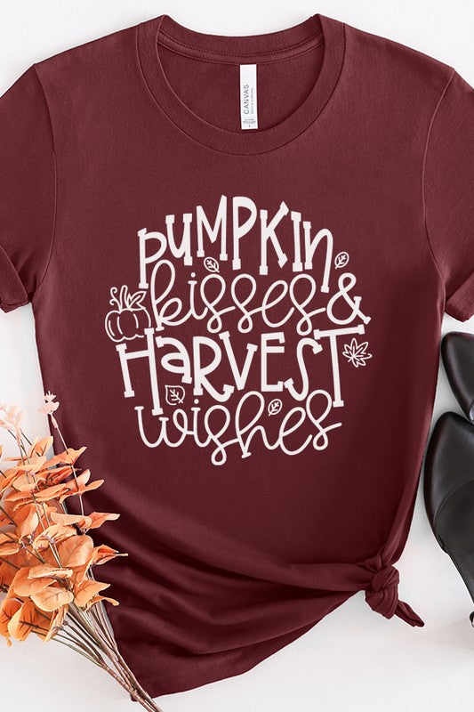 Fall Tee Pumpkin Kisses Harvest Wishes