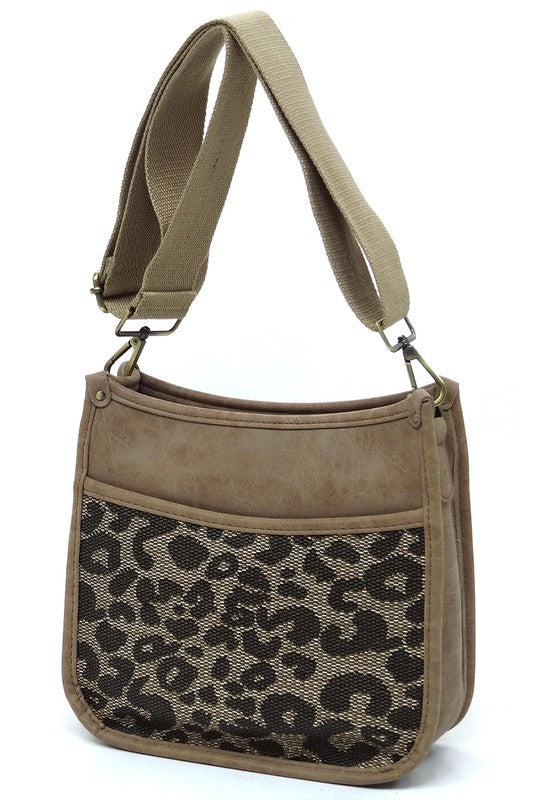 Leopard Colorblock Hobo Crossbody Bag