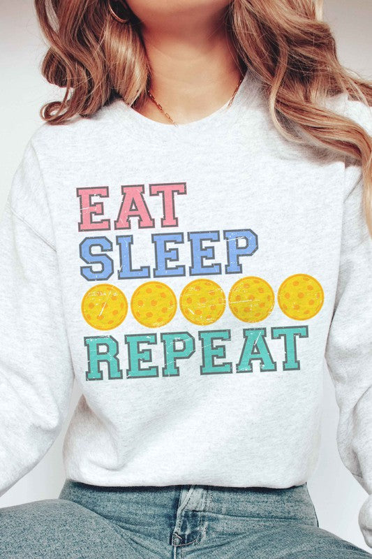 EAT SLEEP PICKLEBALL REPEAT GRAPHIC SWEATSHIRT