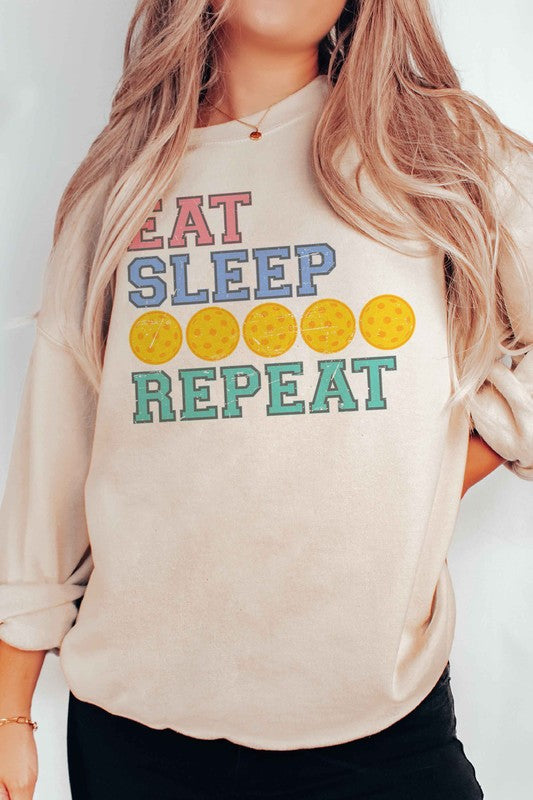 EAT SLEEP PICKLEBALL REPEAT GRAPHIC SWEATSHIRT