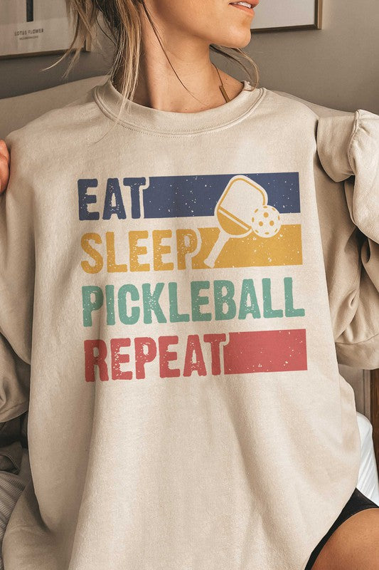 EAT SLEEP PICKLEBALL REPEAT GRAPHIC SWEATSHIRT