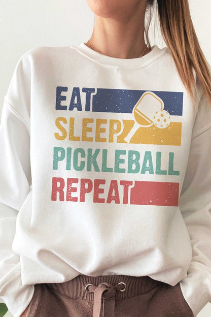 EAT SLEEP PICKLEBALL REPEAT GRAPHIC SWEATSHIRT