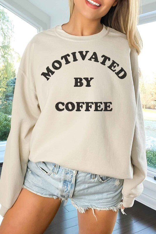 MOTIVATED BY COFFEE OVERSIZED SWEATSHIRT