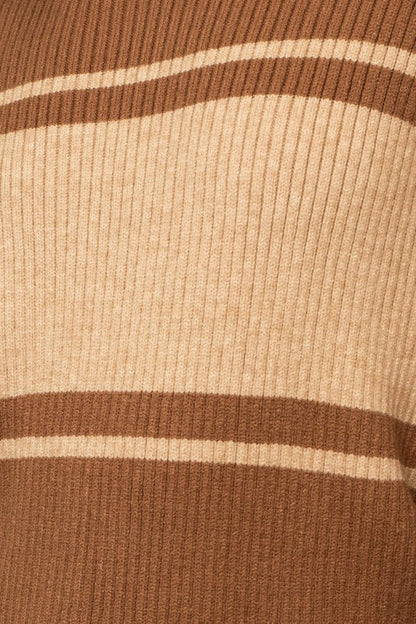 Contrast Stripe Mock Neck Sweater