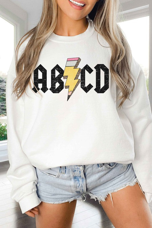 PLUS SIZE SCHOOL TEACHER ROCK GRAPHIC SWEATSHIRT