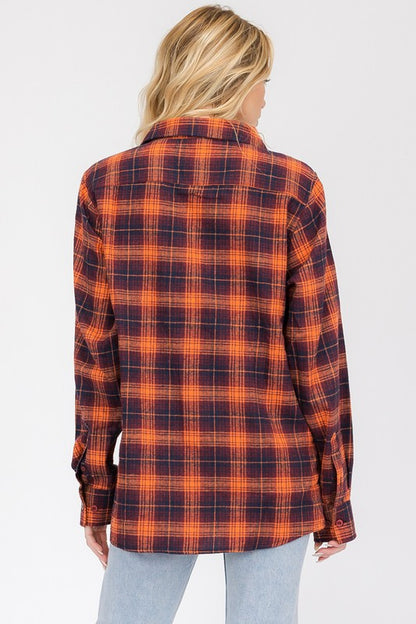 Oversized Checker Plaid Flannel Long Sleeve