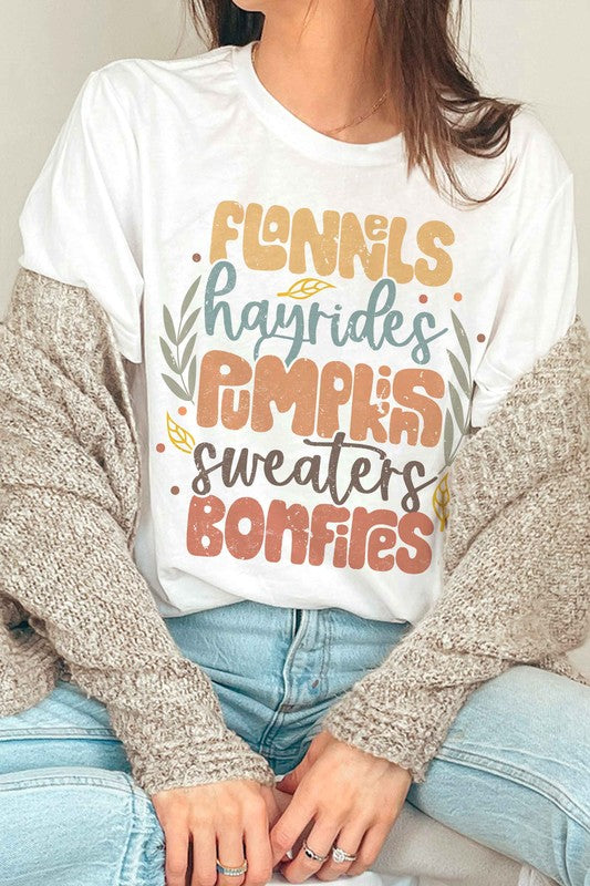 FLANNELS HAYRIDES PUMPKINS Graphic Tee