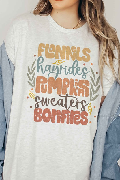 FLANNELS HAYRIDES PUMPKINS Graphic Tee