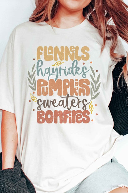 FLANNELS HAYRIDES PUMPKINS Graphic Tee