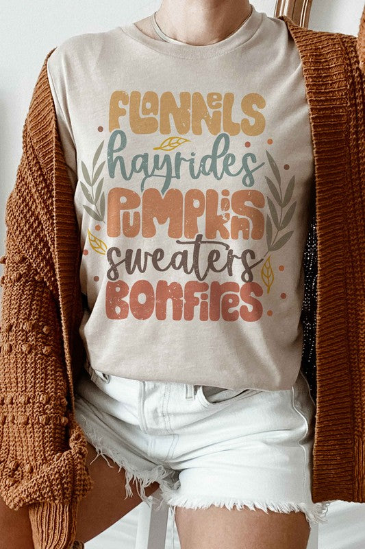 FLANNELS HAYRIDES PUMPKINS Graphic Tee