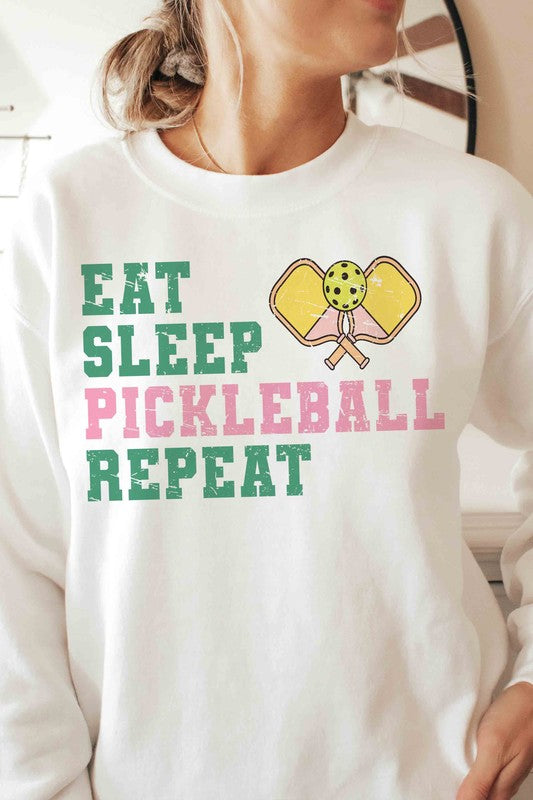 EAT SLEEP PICKLEBALL REPEAT GRAPHIC SWEATSHIRT