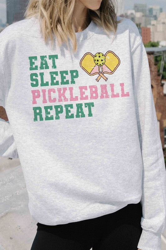 EAT SLEEP PICKLEBALL REPEAT GRAPHIC SWEATSHIRT