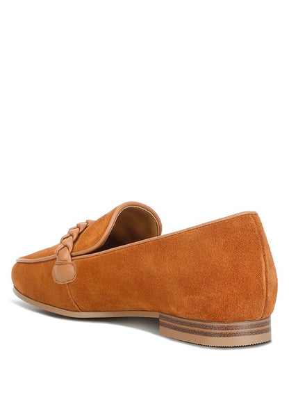 Echo Suede Leather Braided Detail Loafers