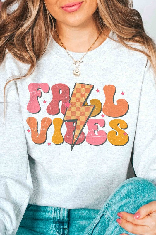 CHECKER LIGHTNING FALL VIBES GRAPHIC SWEATSHIRT