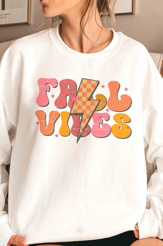 CHECKER LIGHTNING FALL VIBES GRAPHIC SWEATSHIRT