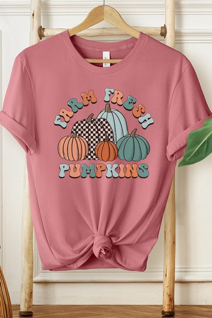 Farm Fresh Pumpkin Blue Flowers Tee