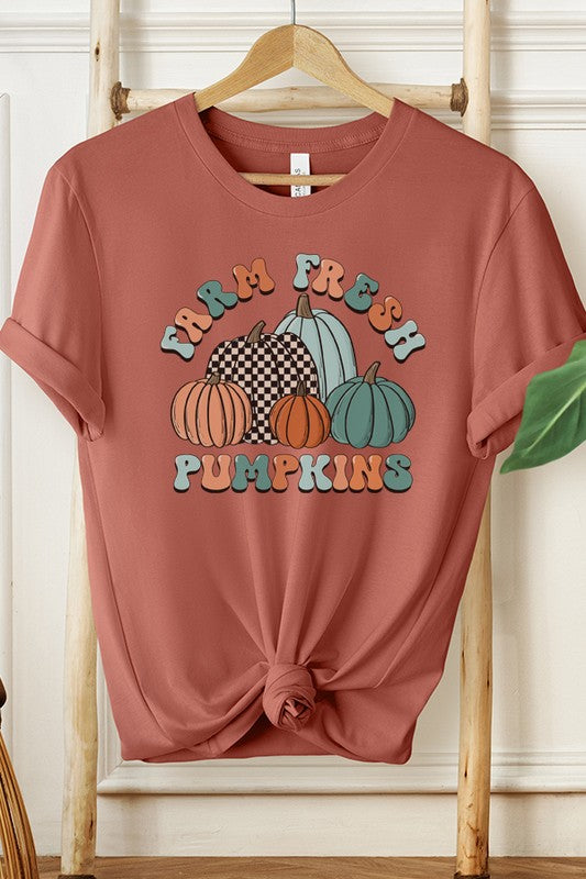 Farm Fresh Pumpkin Blue Flowers Tee