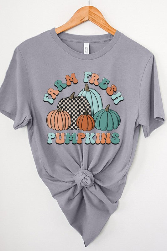 Farm Fresh Pumpkin Blue Flowers Tee