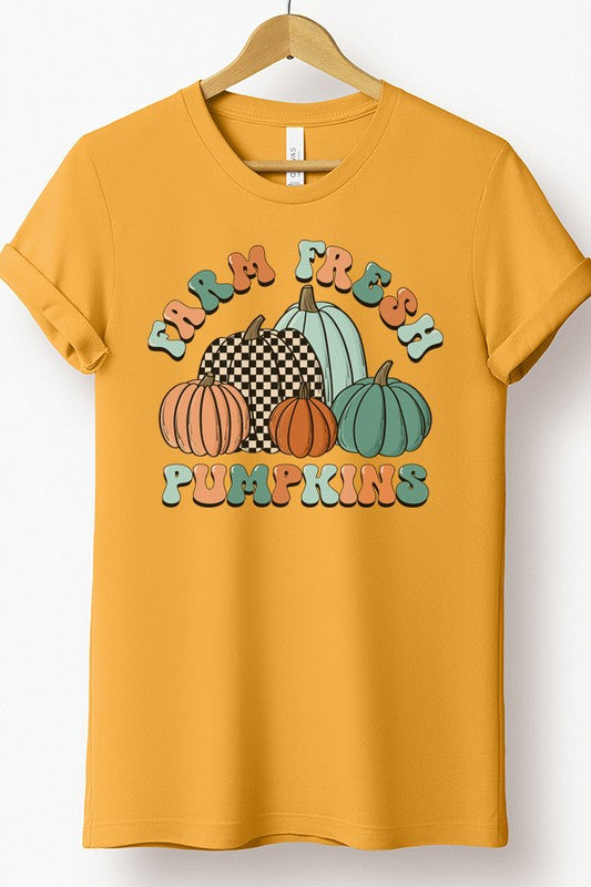 Farm Fresh Pumpkin Blue Flowers Tee