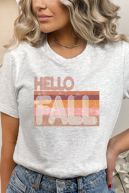 Hello Fall Stripes Block Graphic Tee