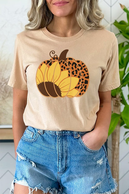 Fall Orange Pumpkin Sunflower Graphic Tee