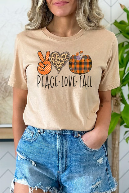 Peace Love Fall Plaid Graphic Tee