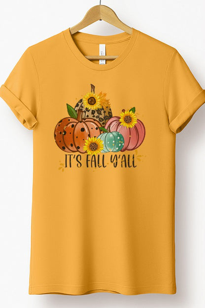 It's Fall Y'all Pumpkins Sunflowers Graphic Tee