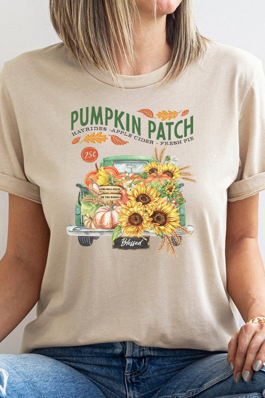 Pumpkin Patch Green Truck Sunflowers Tee