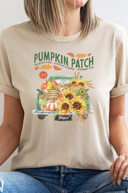 Pumpkin Patch Green Truck Sunflowers Tee