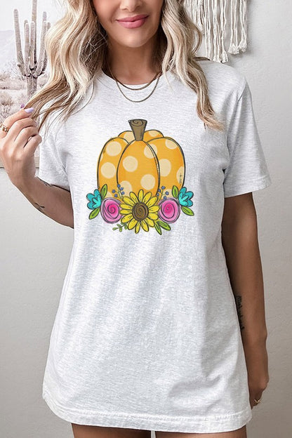 Floral Polkadot Pumpkin Fall Graphic Tee