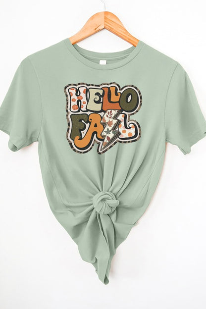 Hello Fall Leaves Bolt Graphic Tee