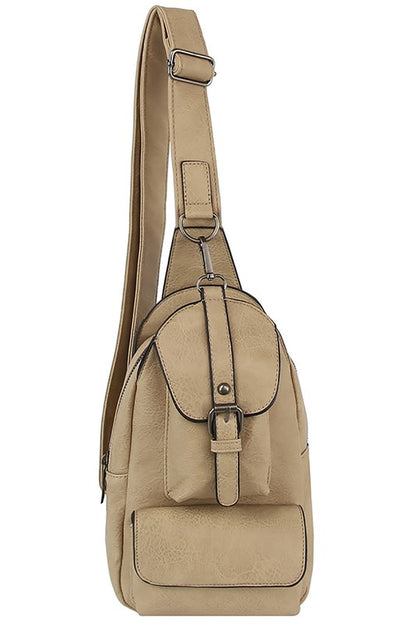 Buckle Pocket Sling Bag Backpack