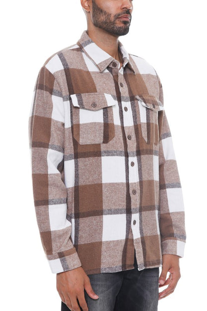 Mens Checkered Soft Flannel Shacket