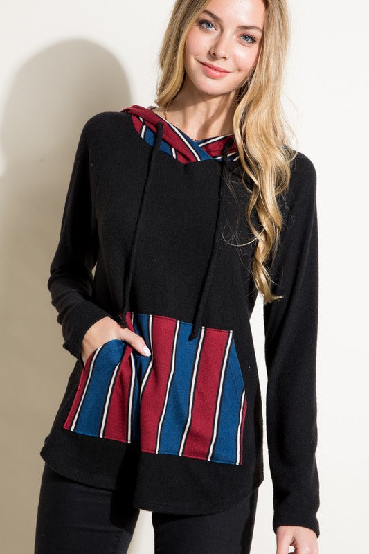 STRIPE MIXED SWEATSHIRT