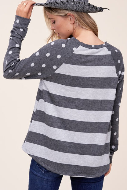 DOT STRIPE MIXED SWEATSHIRTS