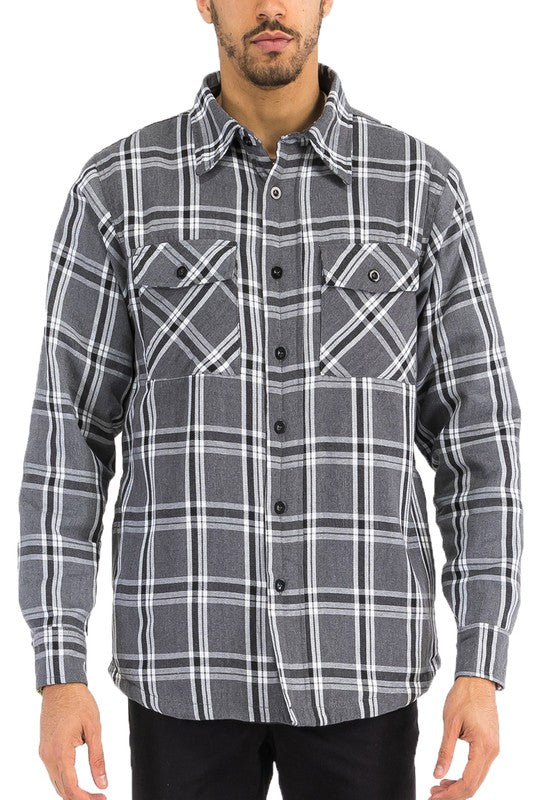 Mens Quilted Padded Flannel