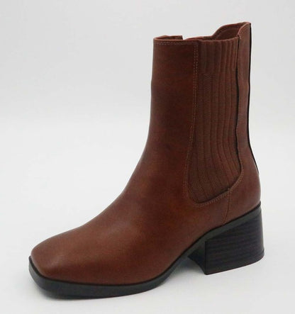 square toe bootie with side elastic bootie with st