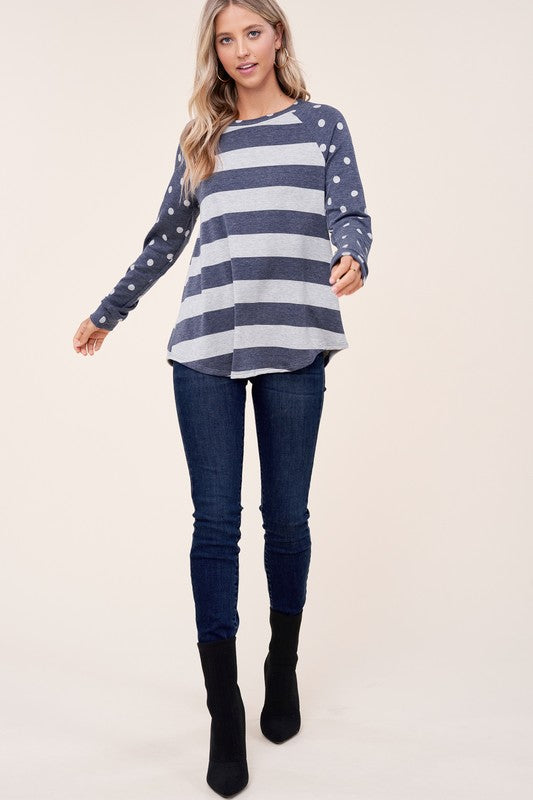 PLUS STRIPE MIXED SWEATSHIRTS