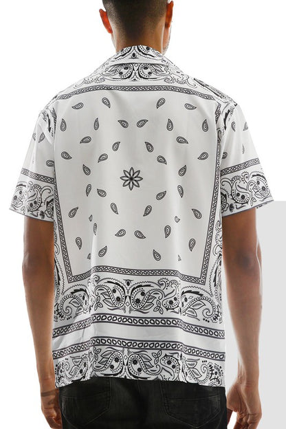 Mens Collared Print Button Down