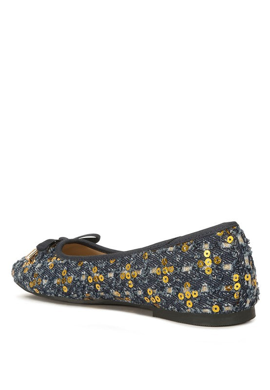 Florent Sequin Flat Bow Ballerinas