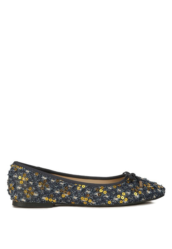 Florent Sequin Flat Bow Ballerinas